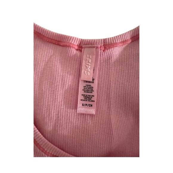 Skims Stretch Cotton Ribbed Tank and Boxers, Pink, Size Small - Picture 3 of 6
